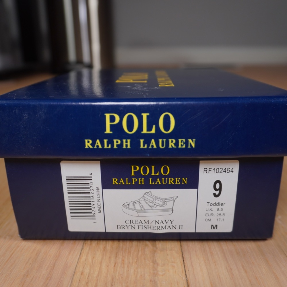 Polo Ralph Lauren Bryn Fisherman II Cream Navy Toddler Size 9 Canvas Brand New - Picture 12 of 12